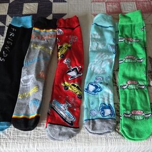FRIENDS Themed Men's Socks in Black, Gray, Red, Blue, and Green